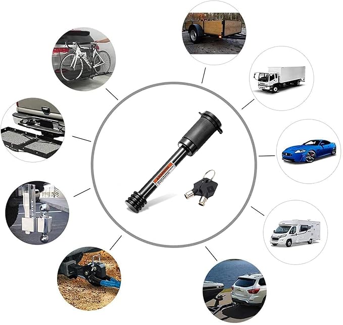 CZC AUTO Hitch Receiver Pin Lock, Trailer Receiver Lock with 5/8" Pin for Class III IV 2" and 2-1/2" Receiver, for Hitch Bike Rack Tray Ball Tow Rope for Trailer Truck Car Boat (1 Pack, 5/8 inch pin)