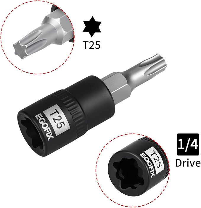 1/4 Inch Drive x T25 Torx Bit Socket