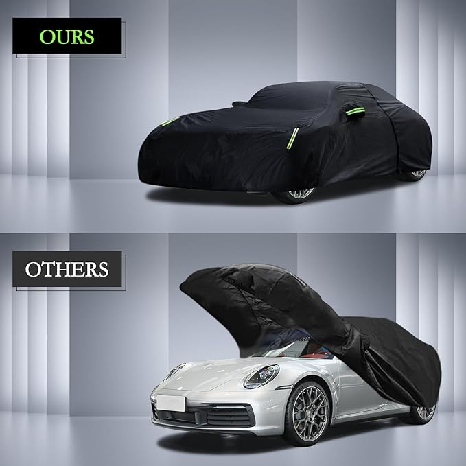 Car Cover Custom Fit for 1998-2026 Porsche 911 (991/992/996/997 Series) Carrera 4S/Turbo/Carrera, Waterproof All Weather Full Exterior Cover Rain Sun Protector with Door Zipper