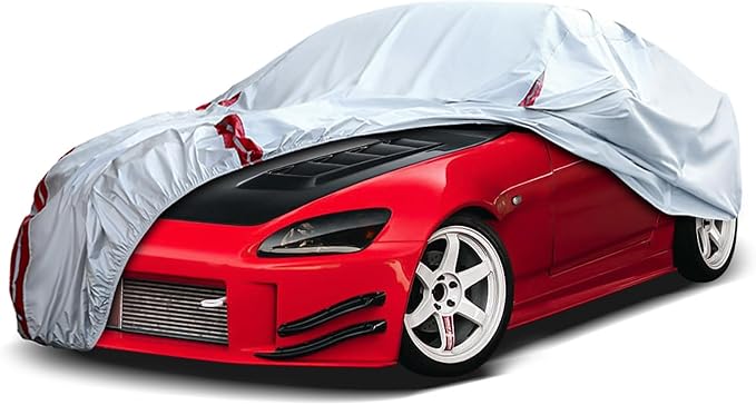 Waterproof Car Covers Replace for 1999-2009 Honda S2000, 6 Layers All Weather Custom-fit Car Cover with Zipper Door & 18 Ponit Windproof Bands for Snow Rain Dust Hail Protection