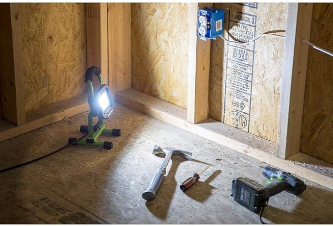 PowerSmith 2,400 Lumen Weatherproof Tiltable Portable LED Work Light with Sealed On/Off Switch, Impact Resistant Lens, Metal Housing and Stand, 2 Year Warranty