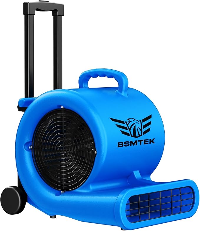 5000 CFM 1HP Air Mover Blower Fan, Floor Blower Dryer - Timer for Industria, 3 Speeds, 4 Adjustable Angles, Handle Wheelkit, 15Ft Long Cord Portable, Stackable - 2026 Upgraded, Blue