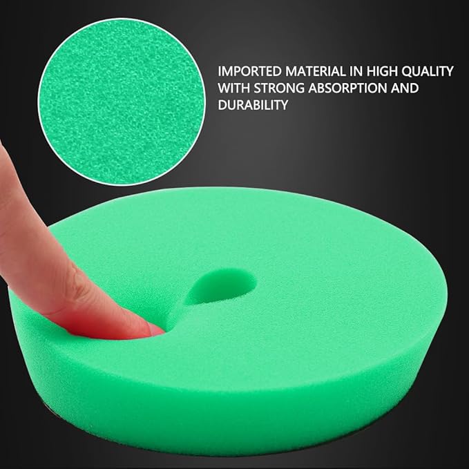 SPTA Green T120 Heavy-Cut Polishing Foam Pad, 1Pc 3.5 Inch Face for 3 Inch 80mm Backing Plate Compound Buffing Sponge Pads for Car Buffer Polisher Compounding, Polishing and Waxing -FPBFS3G