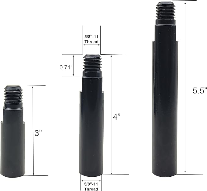 5/8"-11 Thread Angle Grinder Extension Shaft Buffer Backing Plate,3" 4" & 5.5" Connecting Rod with 1" 2" & 3" Polishing Pad Airway Buffer Extender for Angle Grinder and Car Polisher (Black)