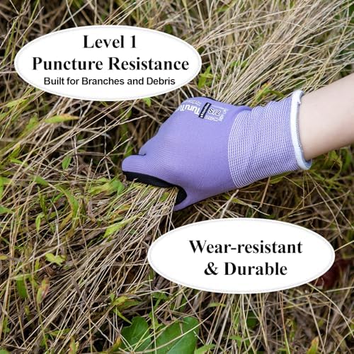HandLove Gardening Gloves Women,Nitrile-Coated,6 Pairs,Small, Blue&Purple