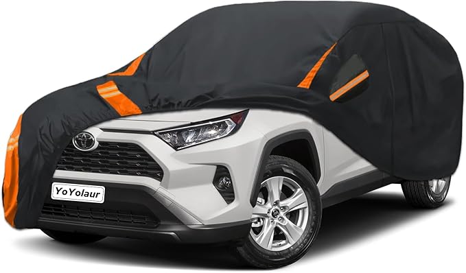10-Layer for Toyota RAV4 Car Cover Waterproof All Weather for Automobiles, Outdoor Full Cover Soft Cotton Lining Rain Snow UV Protection with Door Zipper, Fit for Toyota RAV4 2006-2025