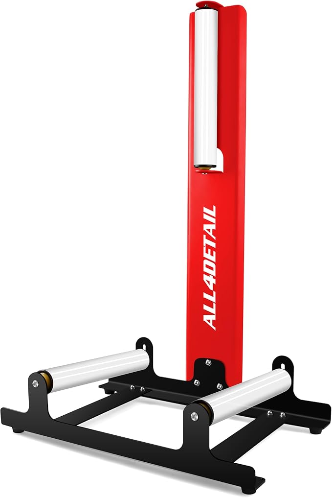 360° Rolling Wheel Detailing Stand, Heavy Duty Wheel Cleaning Stand for Wheel Tire Rim Cleaning Ceramic Coating, Red