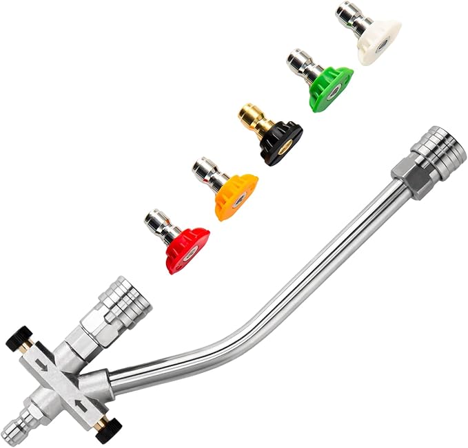 Foam Cannon Dual-Connector Accessory, Pressure Washer Double Tip Attachment for Foam Cannon, Pressure Washer Accessories with 1/4" Quick Connect for Car Wash, 5 Pressure Washer Sprayer Nozzles