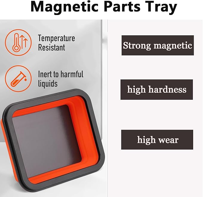 Collapsible Magnetic Parts Tray Set & Flexible Magnetic Pickup Tool, 3 Different Size Magnetic Screw Holder & Pick-Up Sweeper for Screw, Bolts, Nuts, and Other Metal Parts