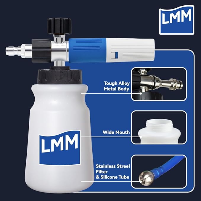 Foam Cannon LMM V2.0 for Pressure Washer with 1/4 Inch Quick Connector Snow Foam Lance for Car Washing with Adjustable Thick Foam