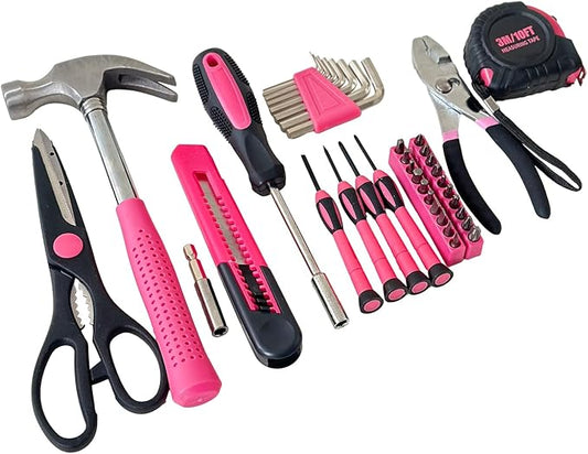 39-Piece Household Tools Kit Essential Home Repair Set with Plastic Toolbox Ideal for College Students, Home Use & More