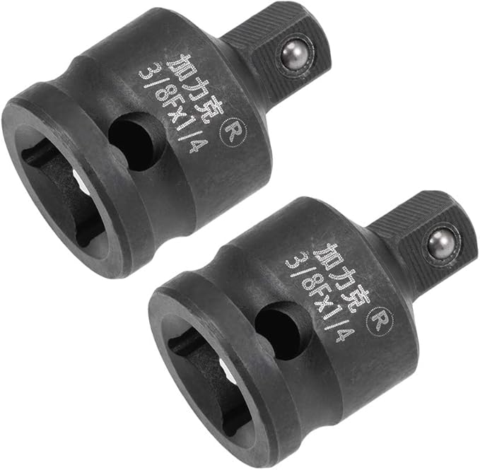 uxcell 2pcs 3/8" Drive (Female) x 1/4" (Male) Impact Socket Reducer for Use with Air Impact Wrenches, Breaker Bars, Ratchets, CR-MO Steel