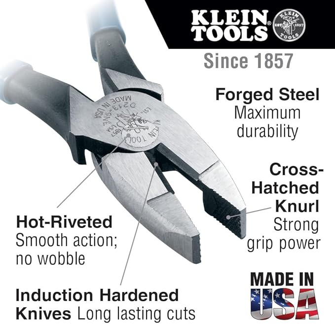 Klein Tools 80080 Hand Tool Kit includes 2 Screwdrivers, Made in USA, 3 Pliers, Wire Stripper and Cutter, for Electricians, 6-Piece