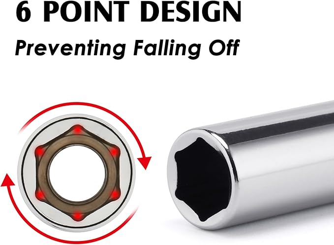 MIXPOWER 4PCS 1/4"Drive 8mm Deep&Shallow Socket, 6 Point, Cr-V Steel, 8mm