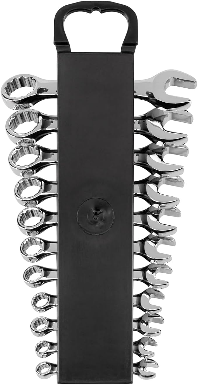 TEKTON Stubby Combination Wrench Set with Holder, 11-Piece (1/4-3/4 in.) | WCB92401
