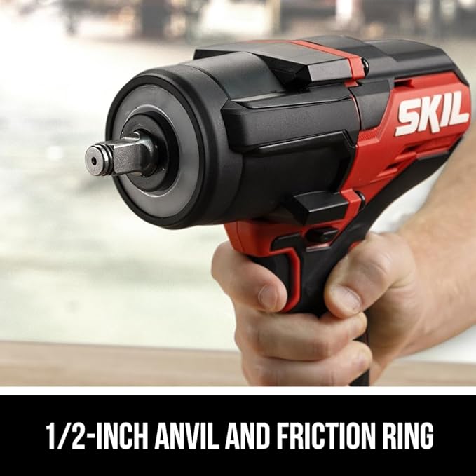 SKIL PWR CORE 20 Brushless 20V 1/2-Inch Mid-Torque Impact Wrench Kit, Includes 4.0 Ah Battery and Auto PWRJump Charger- IW5761B-10