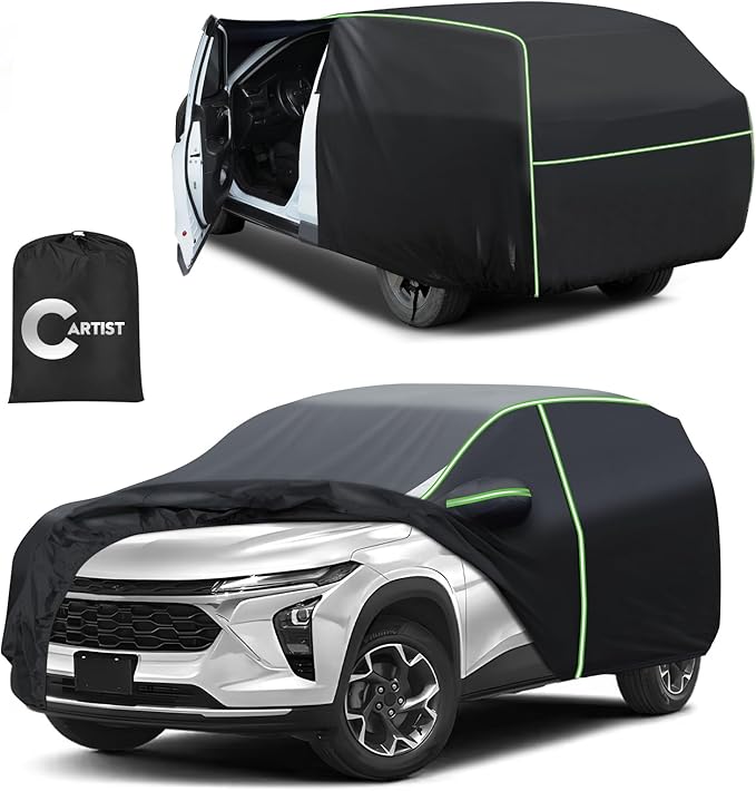 420D Car Cover for Chevy Trax 2013-2025 2026 All Weather SUV Car Covers for Trax Accessories Outdoor Waterproof UV Protection with Zipper & Reflective Safety Strips
