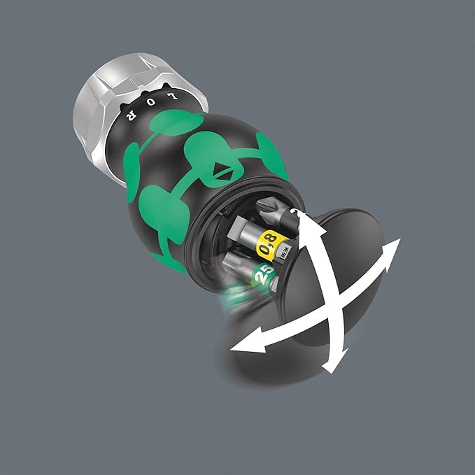 Wera 05008884001 Kraftform Kompakt Stubby magazine RA 2, Stubby Ratchet Screwdriver with Bit Magazine, 6 pieces