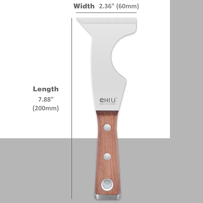 CHILI Tools 2PC. 5 IN 1 Stainless Steel Paint Scraper With Wooden Handle Hammer End, Made In Taiwan