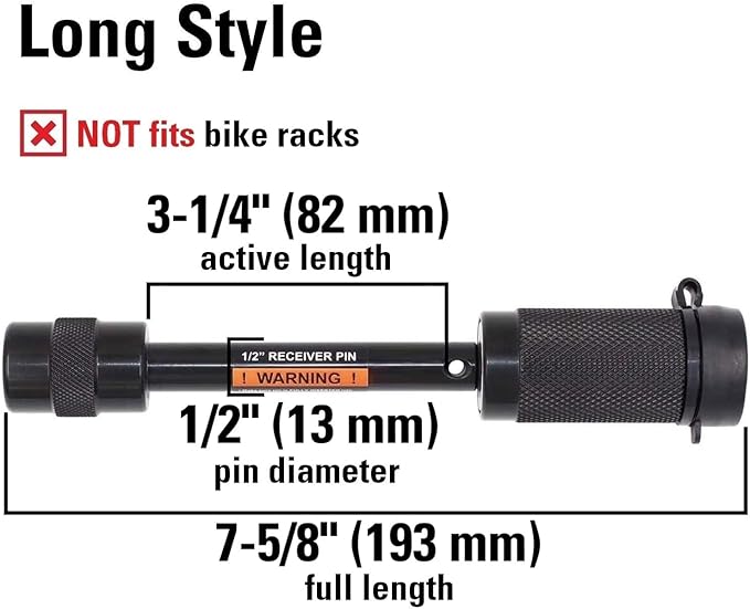 TowWorks 79661 Keyed Unique 1/2" Trailer Hitch Lock with 3-1/4" Span, Double Safety Tow Hitch Receiver Locking Pin for Class I II Hitches
