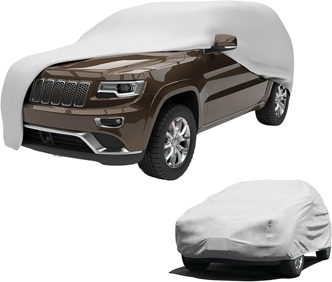Budge Lite SUV Car Cover, Single-Layer Breathable Indoor Dust Proof Protection, Lightweight Non-Abrasive Fabric, Fits SUVs up to 229" L x 68" W x 67.5" H, Gray