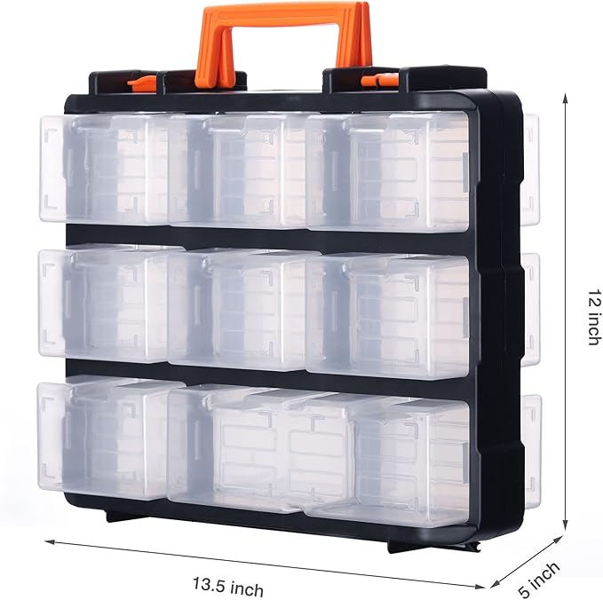 Mayouko 16 Compartments Detachable Toolbox Organizer,Hardware Organizer Box with Removable Sections,Carrying Storage Case for Patts,Screws,Bolts,Nuts,Toys
