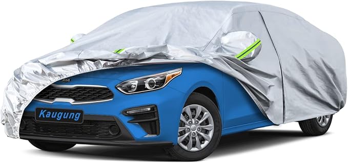 Kaugung 6 Layers Car Cover Custom Fit Kia Forte from 2017 to 2025, Waterproof All Weather Resistant Outdoor Indoor Sun Rain Dust Snow Protection.(USA Warehouse,Within 3-7 Days)