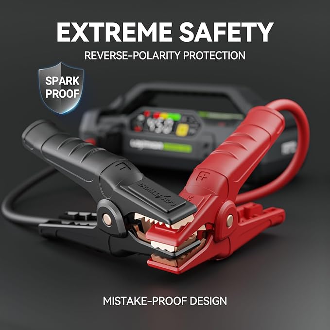 LOKITHOR LIFEPO4 Series JA3000 PRO Jump Starter with Air Compressor, 3000 Amp 12 Volt Battery Pack, Portable Jump Box and Jumper Cables for 9.0L Gas and 7.0L Diesel Engines, 2000 Cycle Life