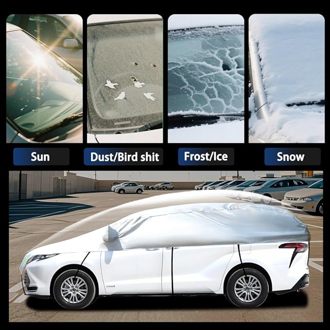 Half Car Cover Car Cover for Sunshade Half Car Body Cover Snow Cover Waterproof Universal 210D with Cotton (SUV/MPV)