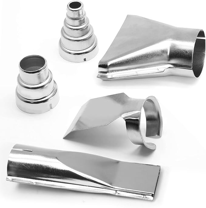 5 Pcs Heat Gun Nozzles Kit, Stainless Steel Reflector Heat Resisting Nozzles Gun Attachments Replacement for Hot Air Gun Soldering Station Nozzle Tool
