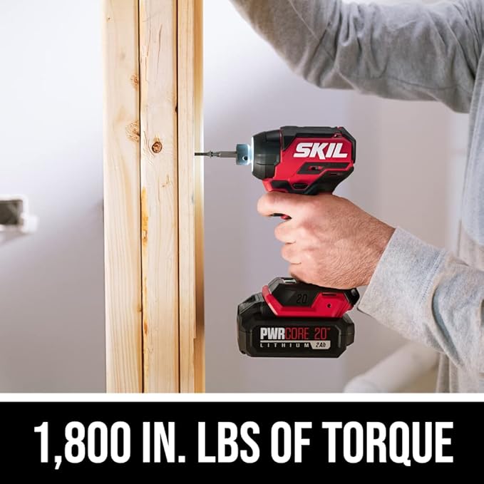 SKIL PWR CORE 20 Brushless 20V Compact Drill Driver and Impact Driver Kit, Includes 2.0Ah Battery and PWR Jump Charger - CB8437B-10