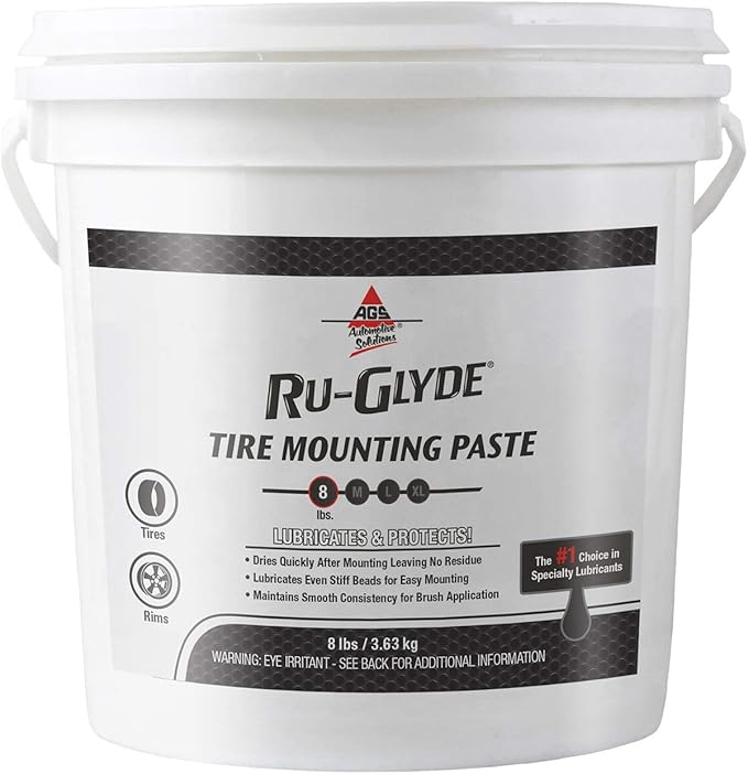 AGS Ru-Glyde Tire Mounting Paste - 8lb Pail - Premium Quality Tire Mounting Lubricant, Ensures Smooth, Efficient Tire Installation - Perfect for Automotive/Industrial Use - Prevents Rim/Tire Damage