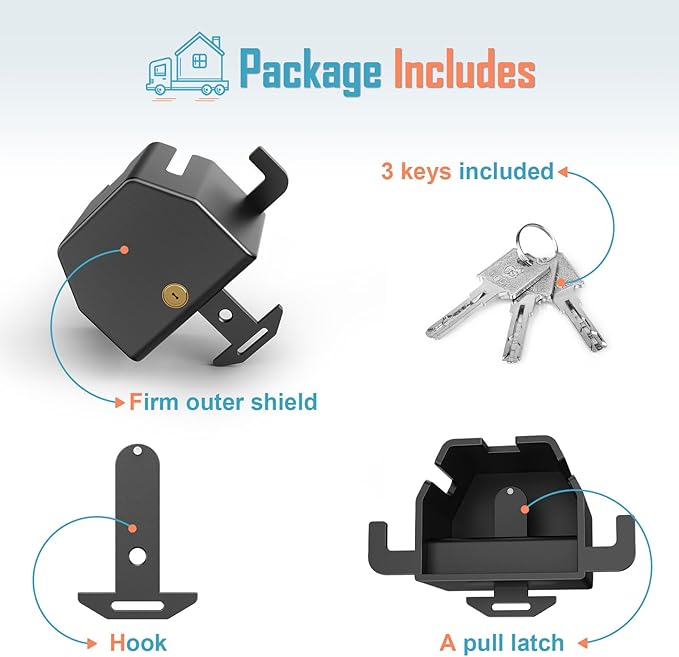 Trailer Hitch Lock, Anti Theft Coupler Lock Fits 1-7/8", 2" and 2-5/16"-Inch, Heavy Duty Trailer Lock for Maximum Safety and Protection, Camper Accessories for Travel Trailers Rvs