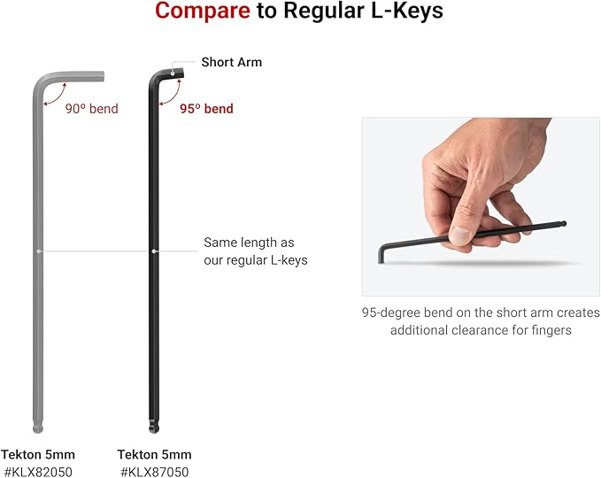 TEKTON Short Arm Ball End Hex L-Key Set with Holder, 10-Piece (1.3-10 mm, Common Sizes) | KLX91212