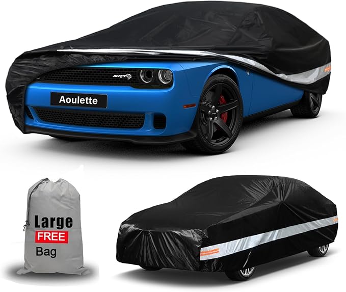 Lightweight Car Cover Waterproof All Weather for Automobiles, Universal Fit Dodge Charger/Challenger, Audi A6/A7/A8, Lexus ES350, Volvo S90, Cadillac Seville etc.(Fit Sedan, 194"-206")