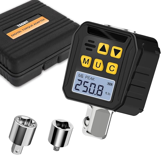 1/2” Drive Digital Torque Adapter, 12.54-250.8 Ft-lb/17-340 Nm Digital Torque Adapter Set with 3/8" and 1/4" Adapters, Buzzer & LED Flash Notification for Motorcycle Car Repair