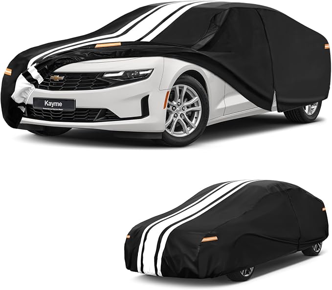 Kayme Heavy Duty Car Cover Custom Fit for Chevrolet Chevy Camaro ZL1 SS Z28 LT LE LS (1982-2025), Outdoor Full Exterior Cover with Tape and Towel, Rain Snow Sun UV Protection.