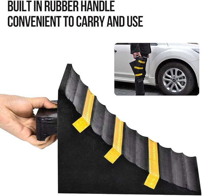 Heavy Duty Rubber Wheel Tire Chock 10" L x 6" W x 7.3" H, Front and Back for Camper, Trailer, RV, Truck, Car, Vehicle and RV (2-Pack)