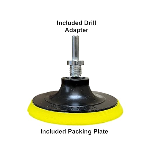 Lambswool Polishing Pads Sheepskin Buffing Pads, 7 Piece Set. Includes 5 Lambs Wool Cutting Pads with Hook, 1 Backing Plate and 1 Drill Attachment - Wool Buffs (4 Inch)