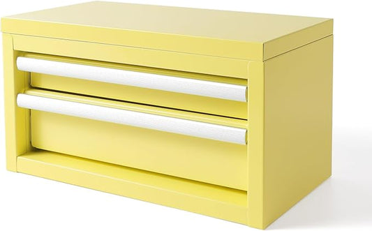 Mini Steel Tool Box with Drawers - Small Tool Chest for Small Item Storage Organizer - Portable Metal Toolbox Organizer with Tool Drawer (mini yellow)