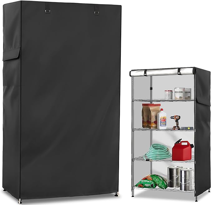 Wire Shelf Cover,600D Heavy Duty 100% Waterproof Shelf Covers for Wire Shelving,Outdoor Storage Shelves Cover for Metal Rack,36" W x 24" D x 72" H,Black