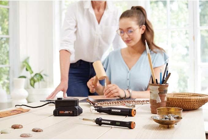 Worx WX989L 20V MAKERX 2-Pc Combo Kit - Rotary Tool + Heat Gun w/ 42 Accessories