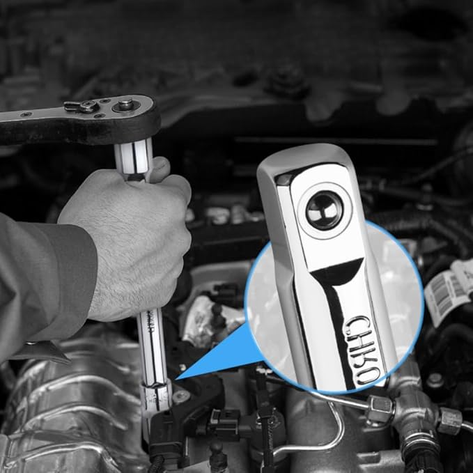 EMSTAR 4PCS 1/4" Drive Socket Extension Set, 2", 4", 6" (50mm, 100mm, 150mm) Bars with Universal Joint, Premium Cr-V Steel