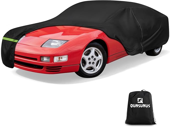 QUNSUNUS Car Cover for Nissan 260Z/280Z/280ZX/300ZX 1974-1996, Waterproof 300ZX Car Covers with Cotton Lining, All Weather Cover with Straps and Zipper