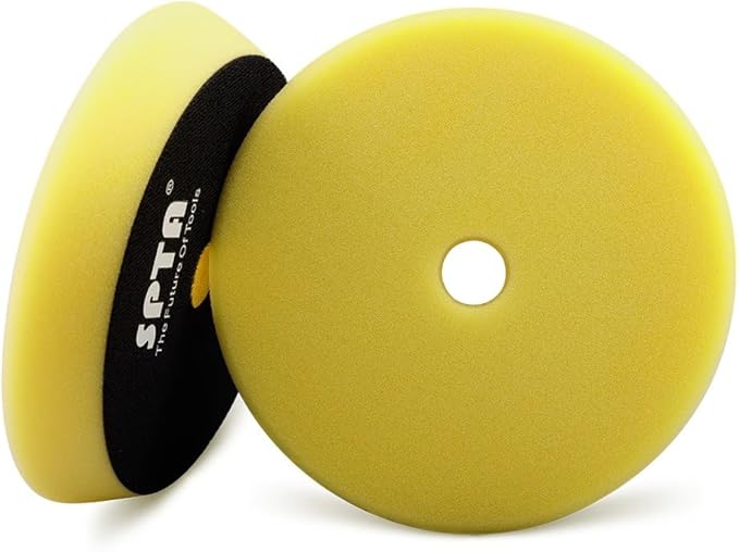 SPTA Yellow T80 High-Cut Foam Polishing Pad, 1Pc 6.5 Inch Buffing Polishing Pads for 150mm Backing Plate Compound Buffing Sponge for Car Buffer Polisher Compounding, Polishing and Waxing -FPBFS6Y