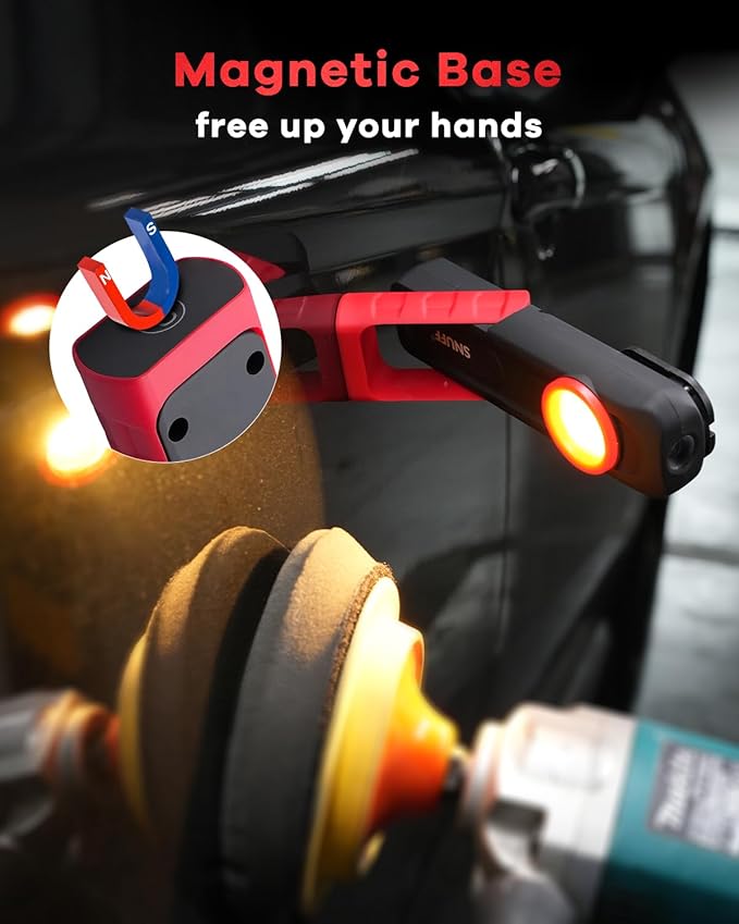 2 Pack Detailing Light Rechargeable, 600 Lumens Paint Inspection Light with Magnetic Base & Hook, CRI 95+, 2700/4500/6500K, Handheld Paint Correction Swirl Finder Light for Detailing & Color Matching