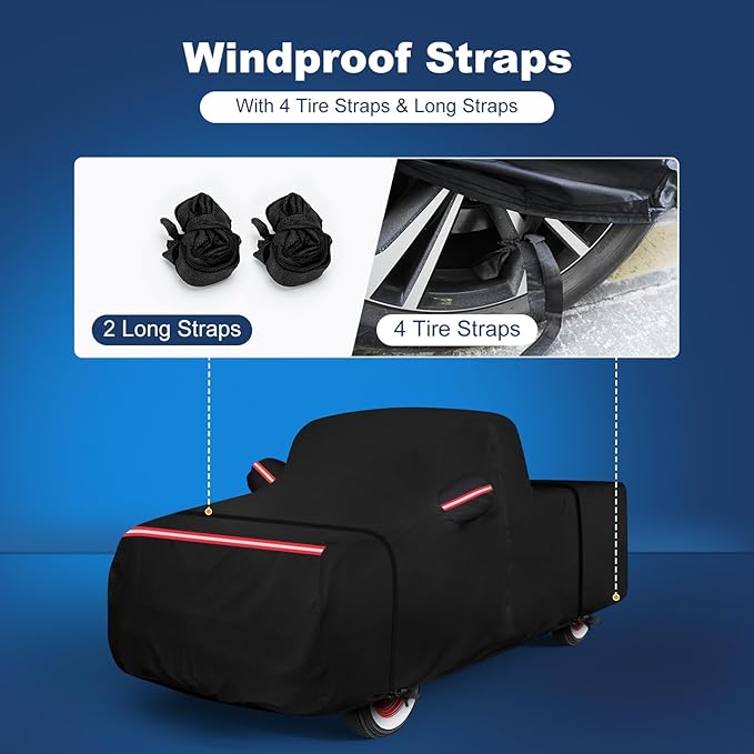 QUNSUNUS Truck Cover for Ford F100 and F1 1948-1983 Regular Cab Short Bed 6.75ft, Waterproof F100 Car Covers with Elastic Edge, All Weather F100 Cover with Straps and Zipper