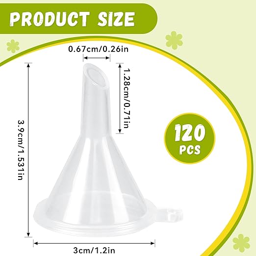 120 Pcs Mini Clear Plastic Funnel, Little Small Funnel Set Kit for Lab Bottles Essential Oils Perfumes Powder Spices Sand Art Capsule Kitchen