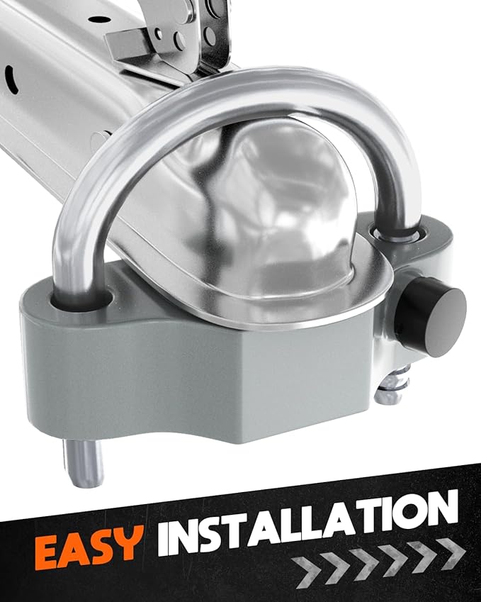 DEEAGLE Trailer Ball Coupler Lock, Heavy Duty Trailer Ball Hitch Lock Fits 1-7/8 Inch, 2 Inch, 2-5/16 Inch Couplers, Hitch Lock with Keys, Grey
