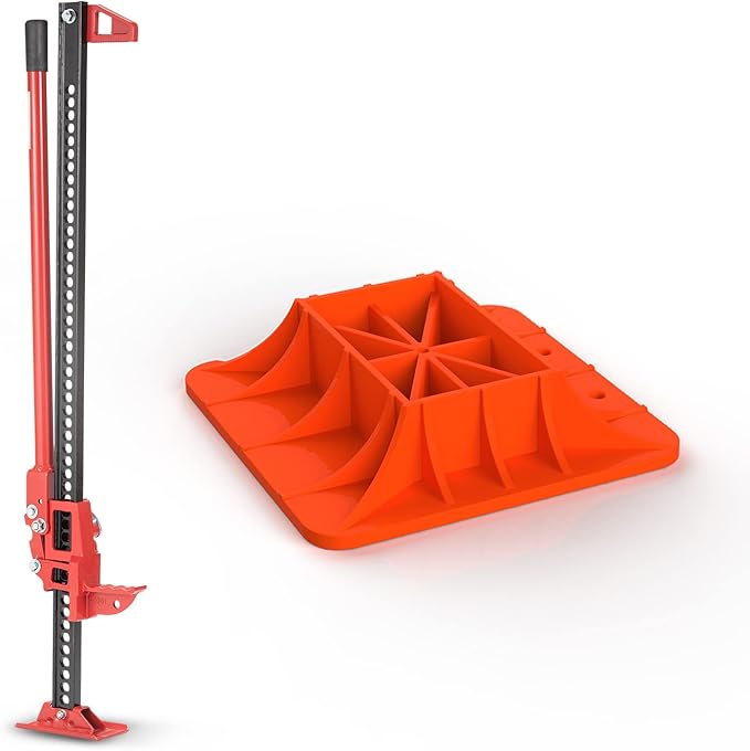 BUNKER INDUST Farm Jack 48" with Jack Base Mate,High Lift Tire Jack Stand Plate Offroad Sand Mud Snow Recovery Kit for Car Truck Jeep ATV SUV UTV